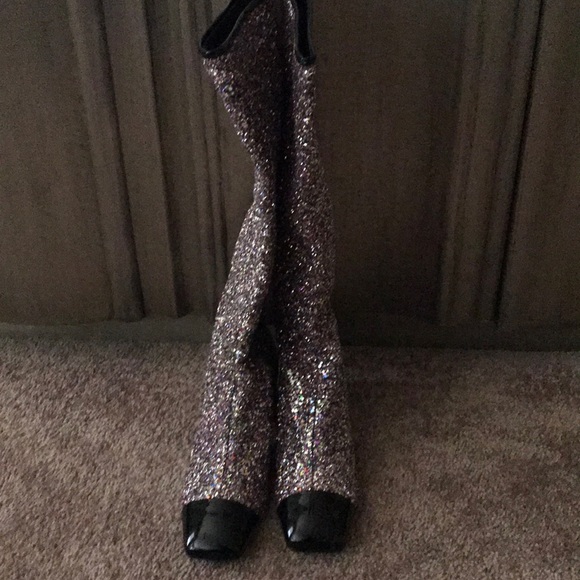 Chanel glitter boots
